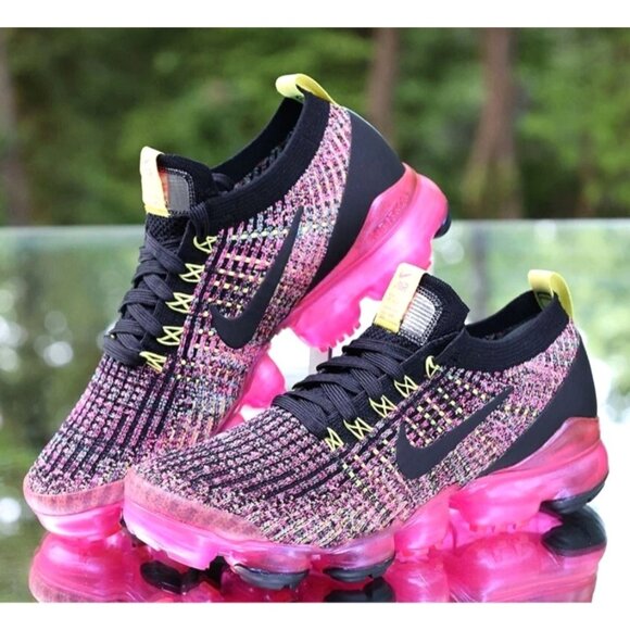 Nike Air VaporMax Flyknit 3 Black Multicolor Sneakers Size 7 Womens Shoes - Picture 6 of 16